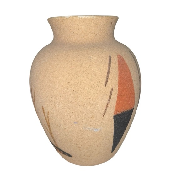 Hand-Painted Native American Navajo Southwestern Sand Art Vase – 6” Tall - Picture 5 of 13